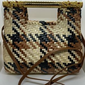 RODO WICKER BAG TRUE VINTAGE BURBERRY LOOK PATTERN